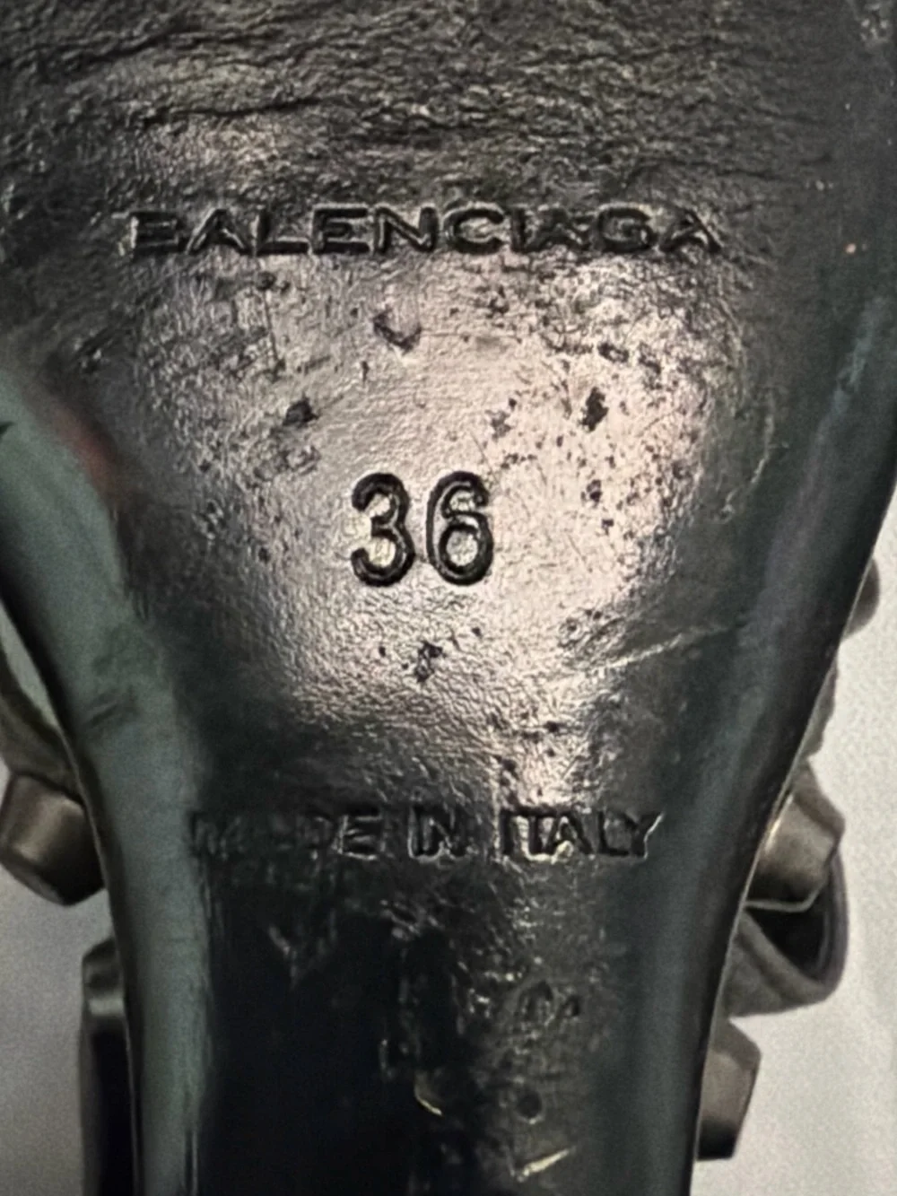 Balenciaga Black Leather Heeled Sandals